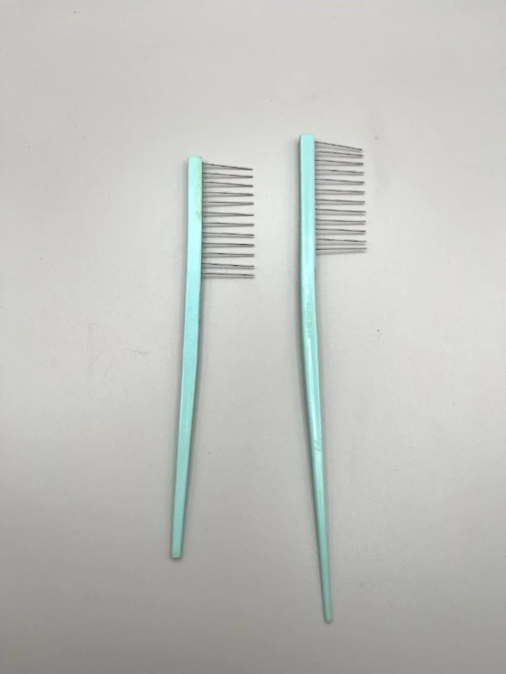 VTG 80s Smoothie Hair Styling Combs Set Turquoise Metal Teasing Picks Atomic